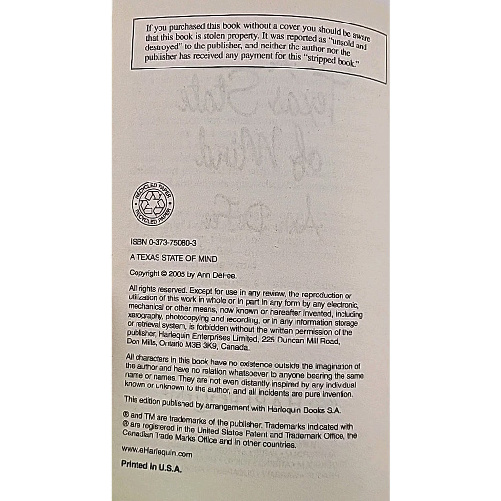 Texas State of Mind by Ann DeFee (2005, Perfect)