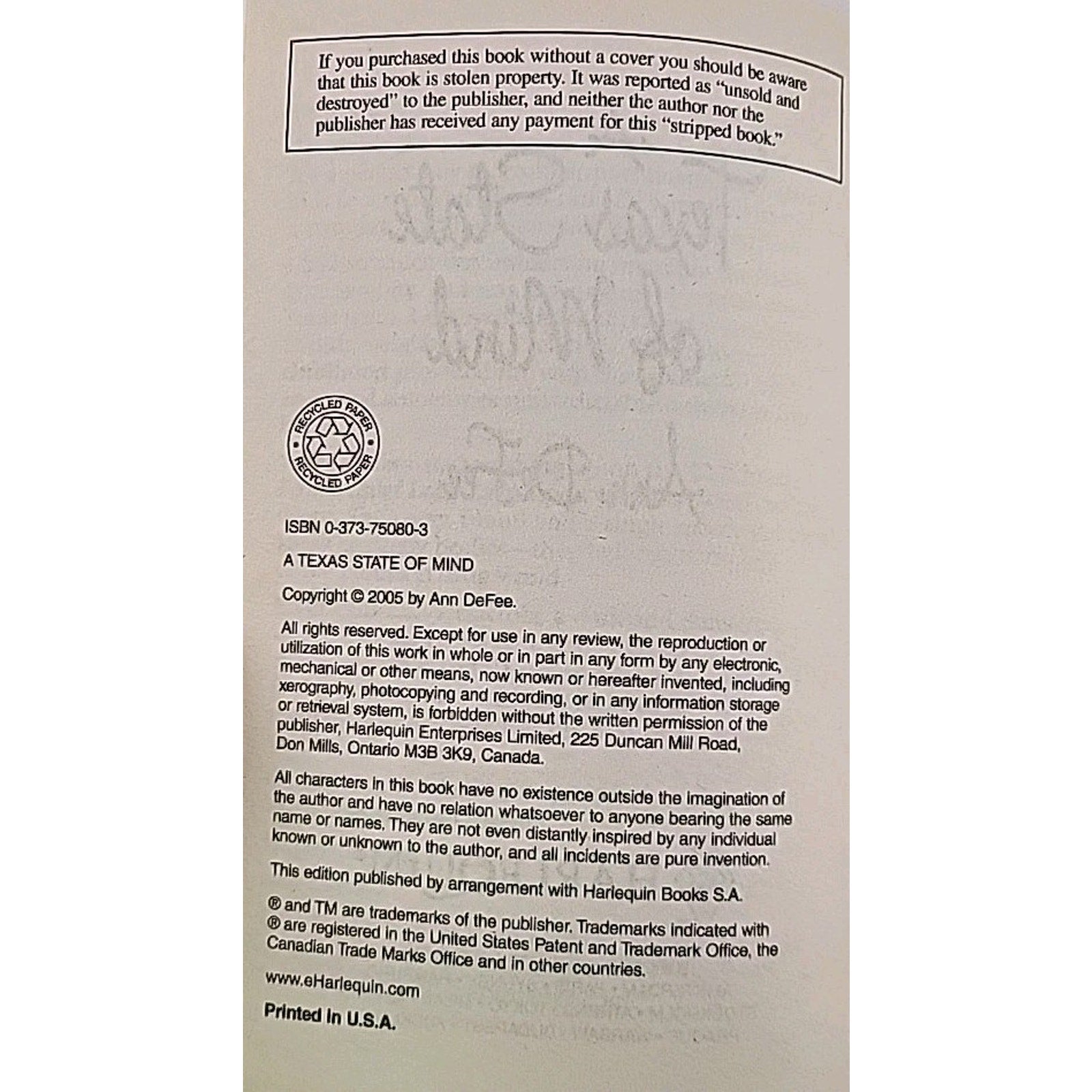 Texas State of Mind by Ann DeFee (2005, Perfect)