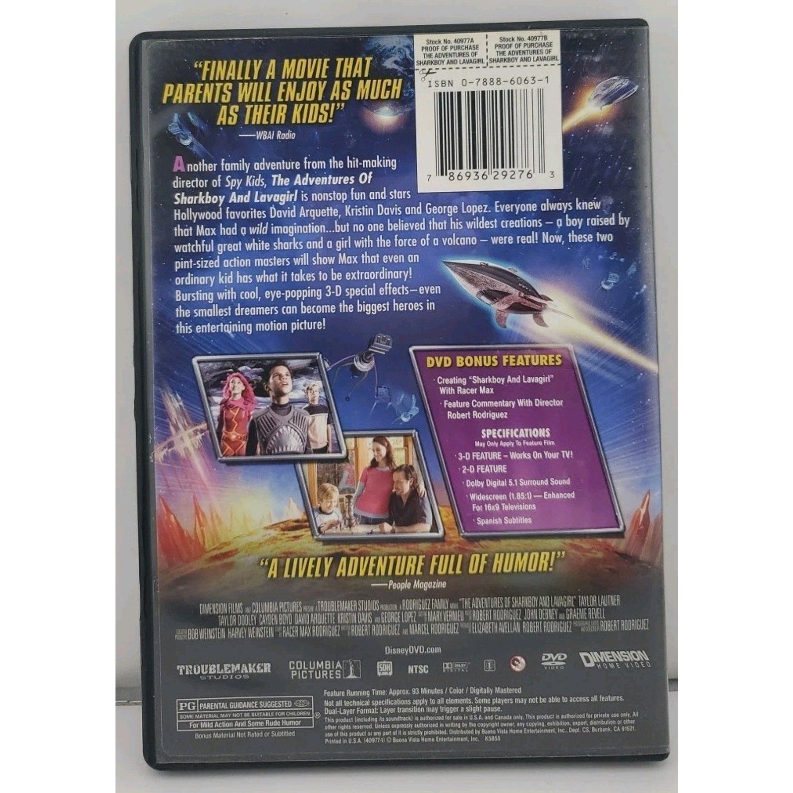 Adventures of Sharkboy & Lavagirl 3d (DVD, 2005)