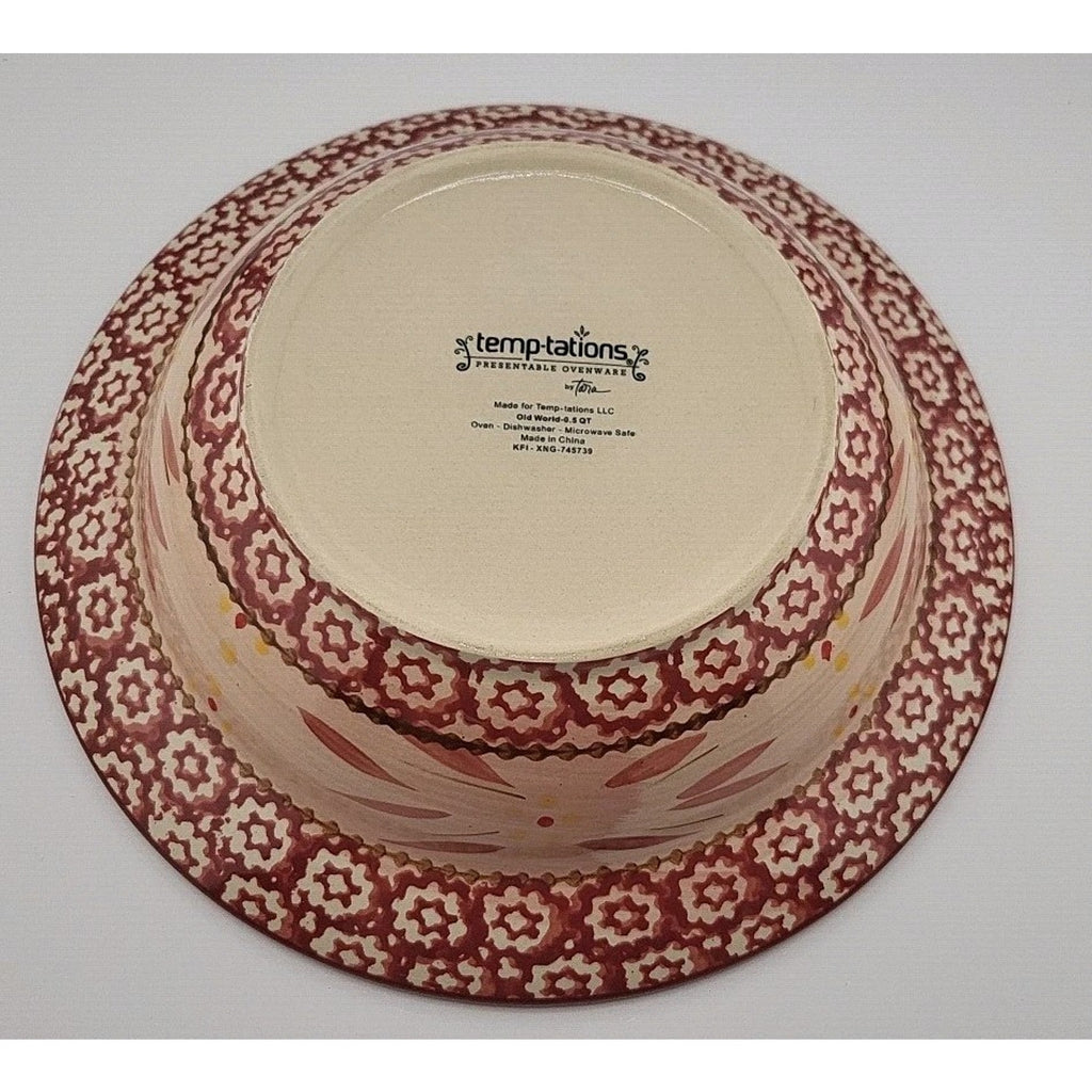 Temptations Old World Red Rim Soup Bowls (3)