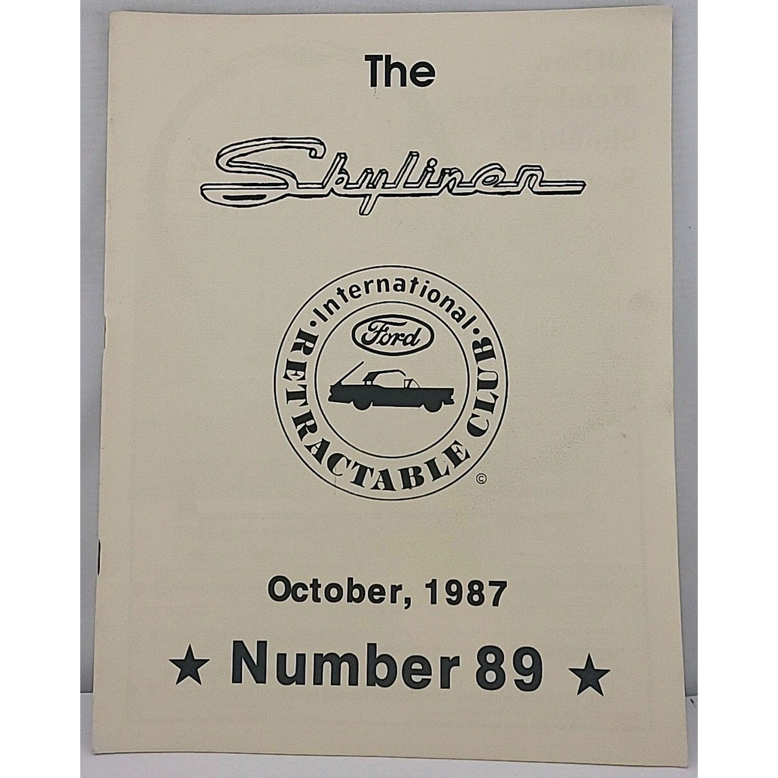 The Skyliner - International Retractable Club - October 1987 Number 89
