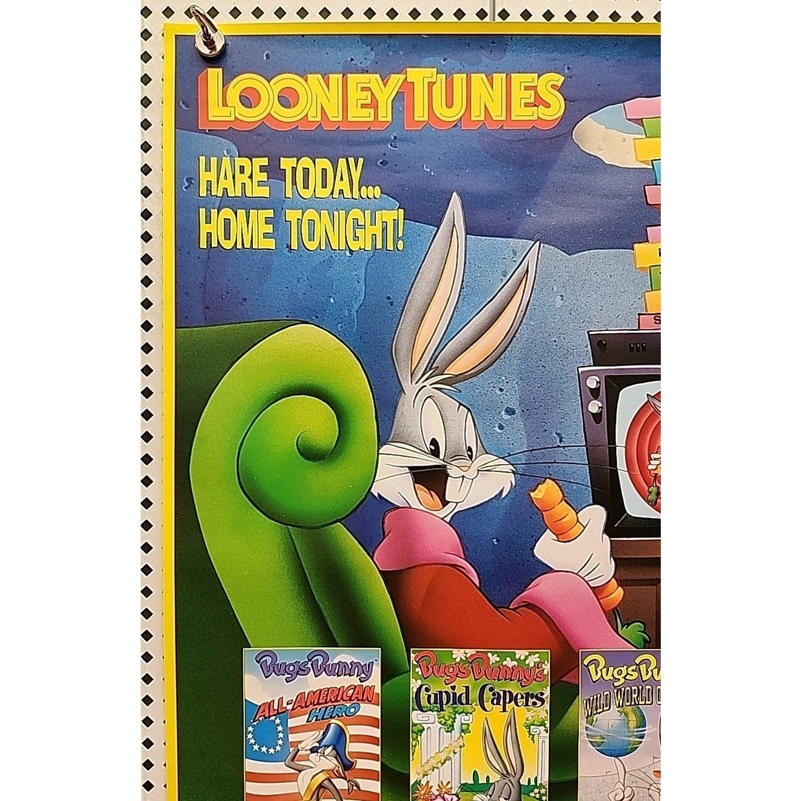 1991 Looney Tunes Bugs Bunny Warner Home Video Store Promo Poster 18x24