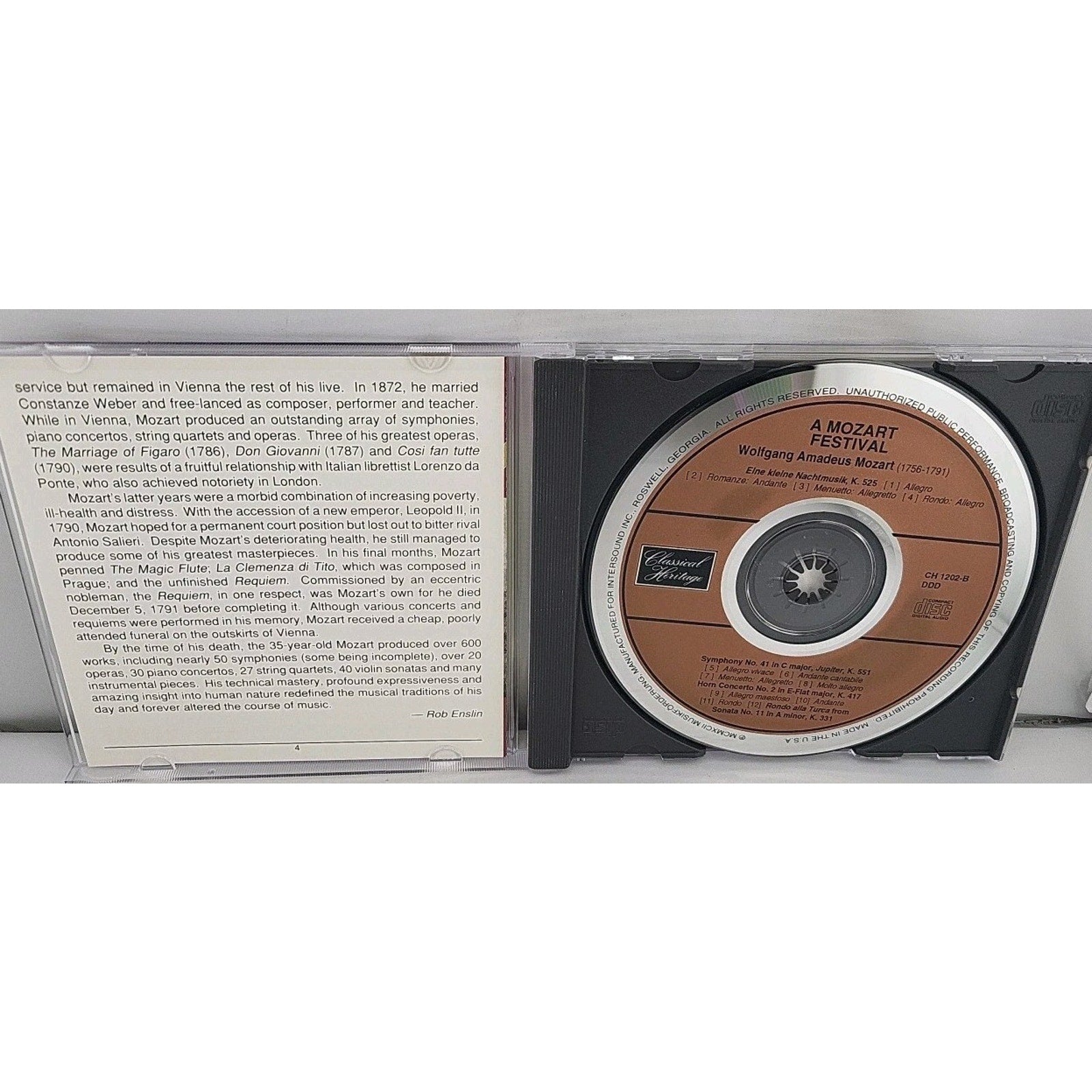 Wolfgang Amadeus Mozart - A Mozart Festival (CD, 4 Discs, 1991)