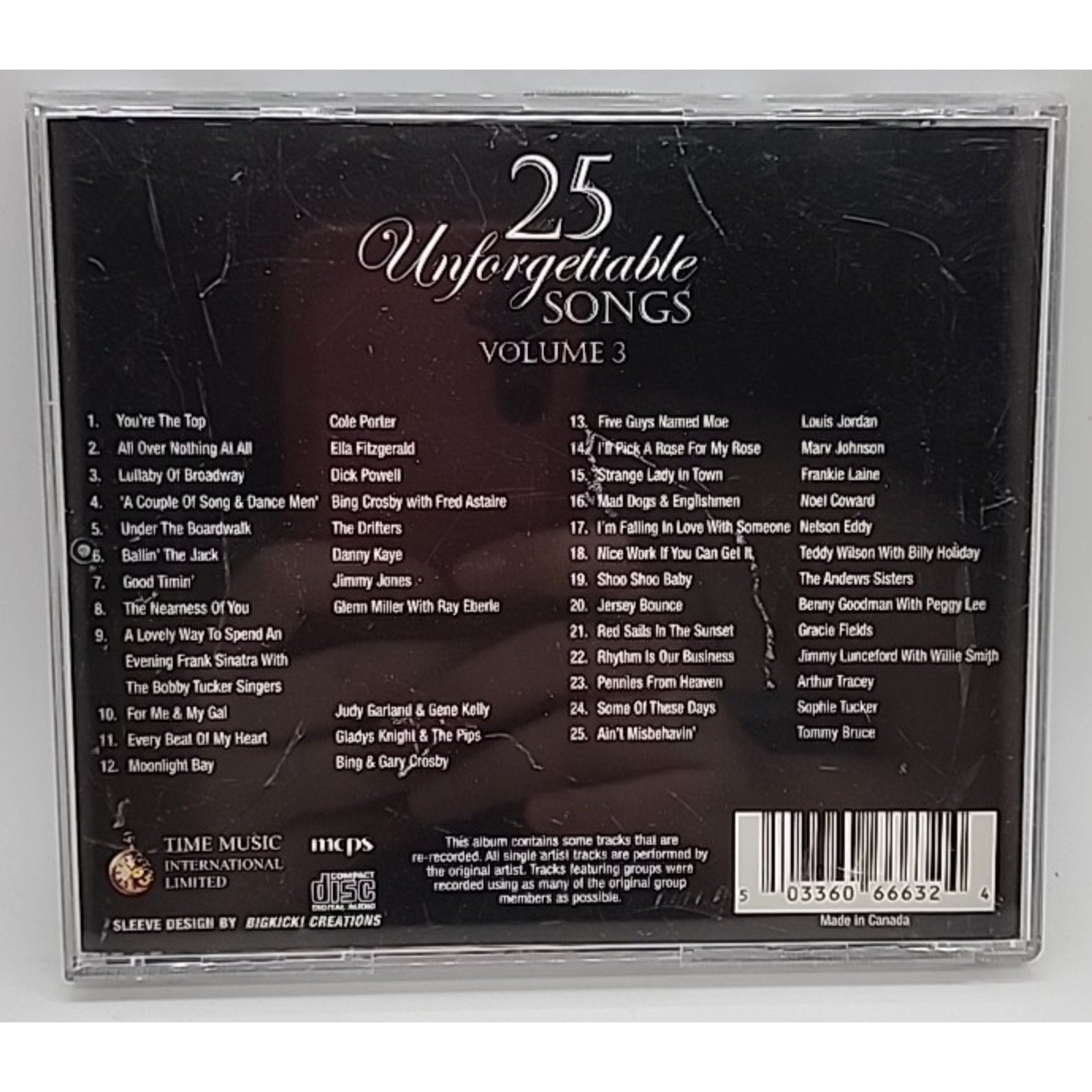 Judy Garland Ella Fitzgerald Cole Porter 25 Unforgettable Songs Volume 3 CD