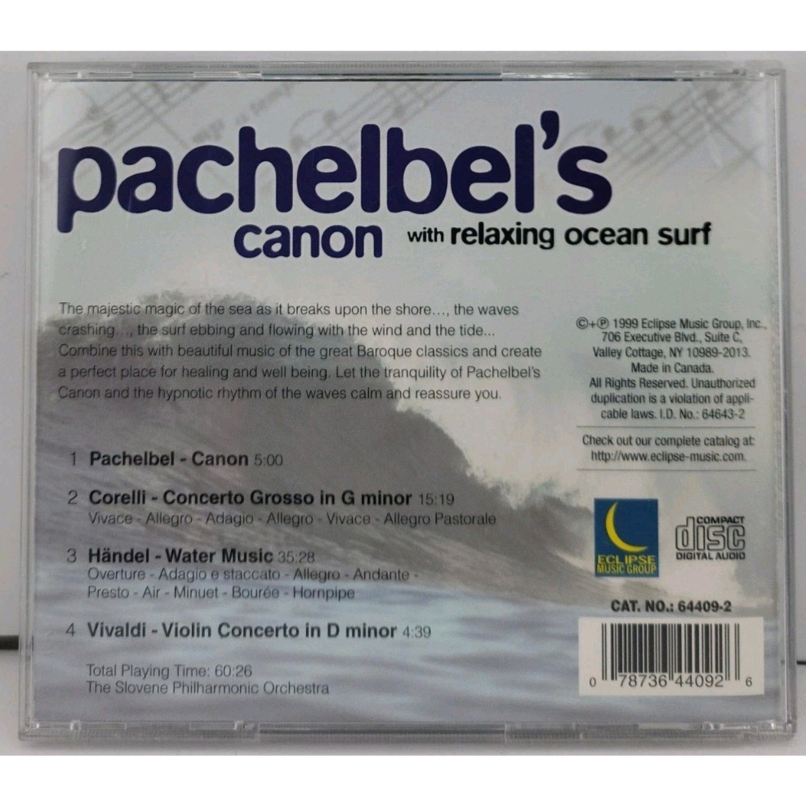 Pachelbel's Canon with Ocean Surf (CD, Oct-1999, Eclipse Records)