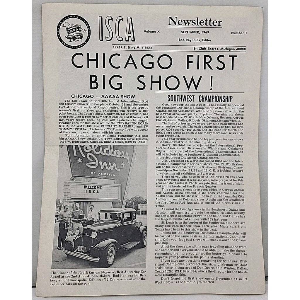 ISCA Newsletter September 1969 Volume X Number 1
