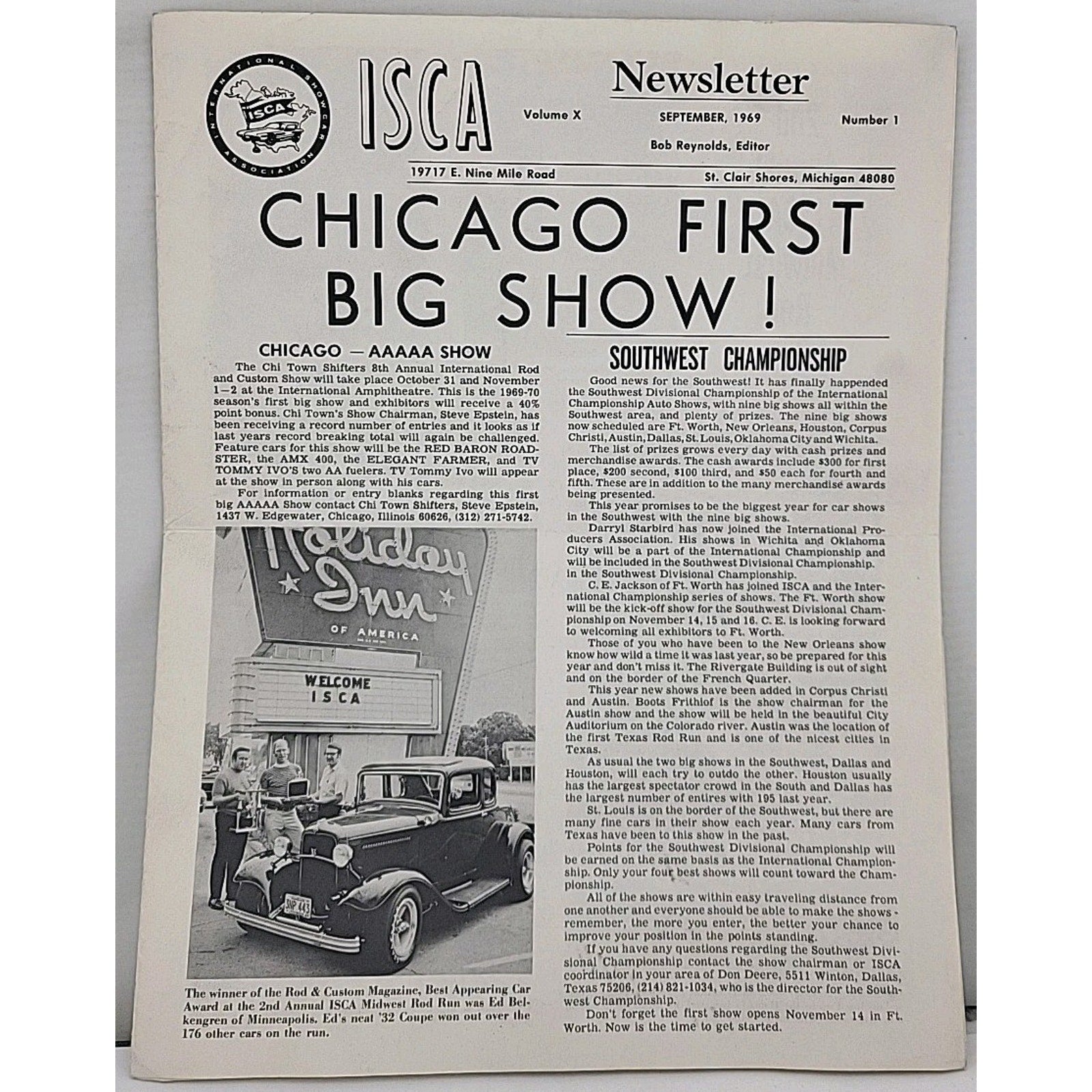 ISCA Newsletter September 1969 Volume X Number 1