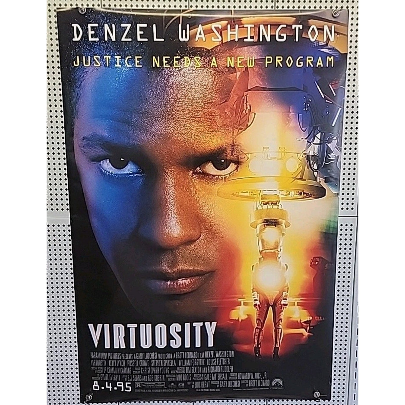 Virtuosity 1995 One Sheet Movie Poster 27x40 DS Denzel Washington Russell Crowe