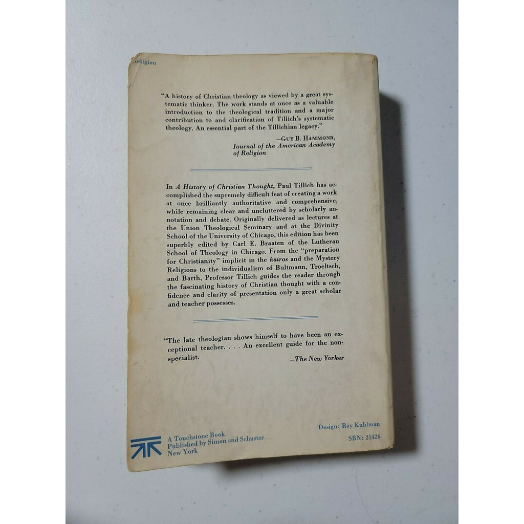 A History of Christian Thought by Paul Tillich and Paul Johannes Tillich (1972,…