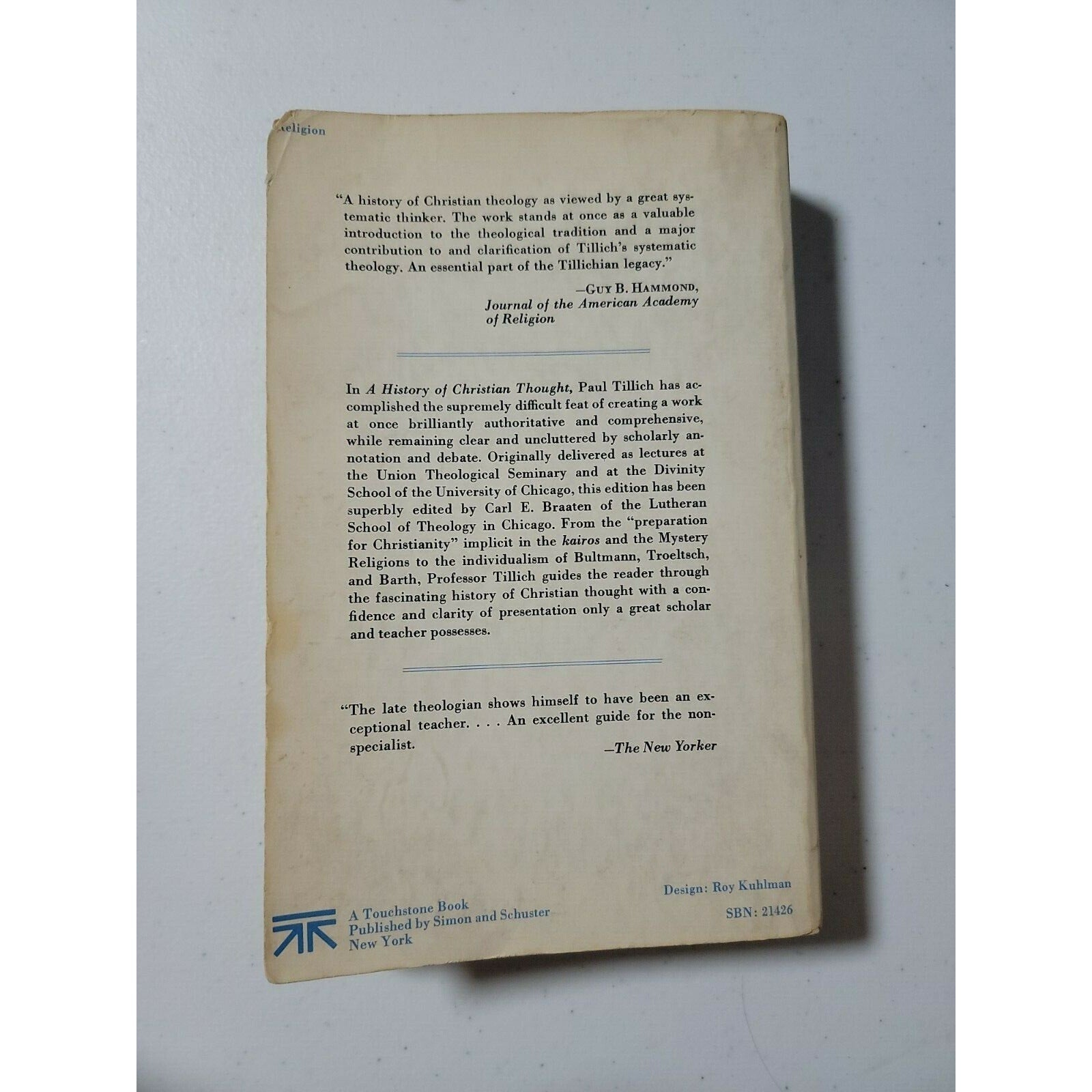 A History of Christian Thought by Paul Tillich and Paul Johannes Tillich (1972,…