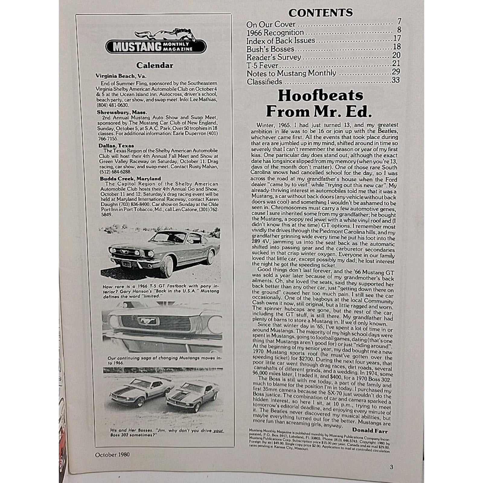 Mustang Monthly Magazine - October 1980 - Vol. 3 No. 9
