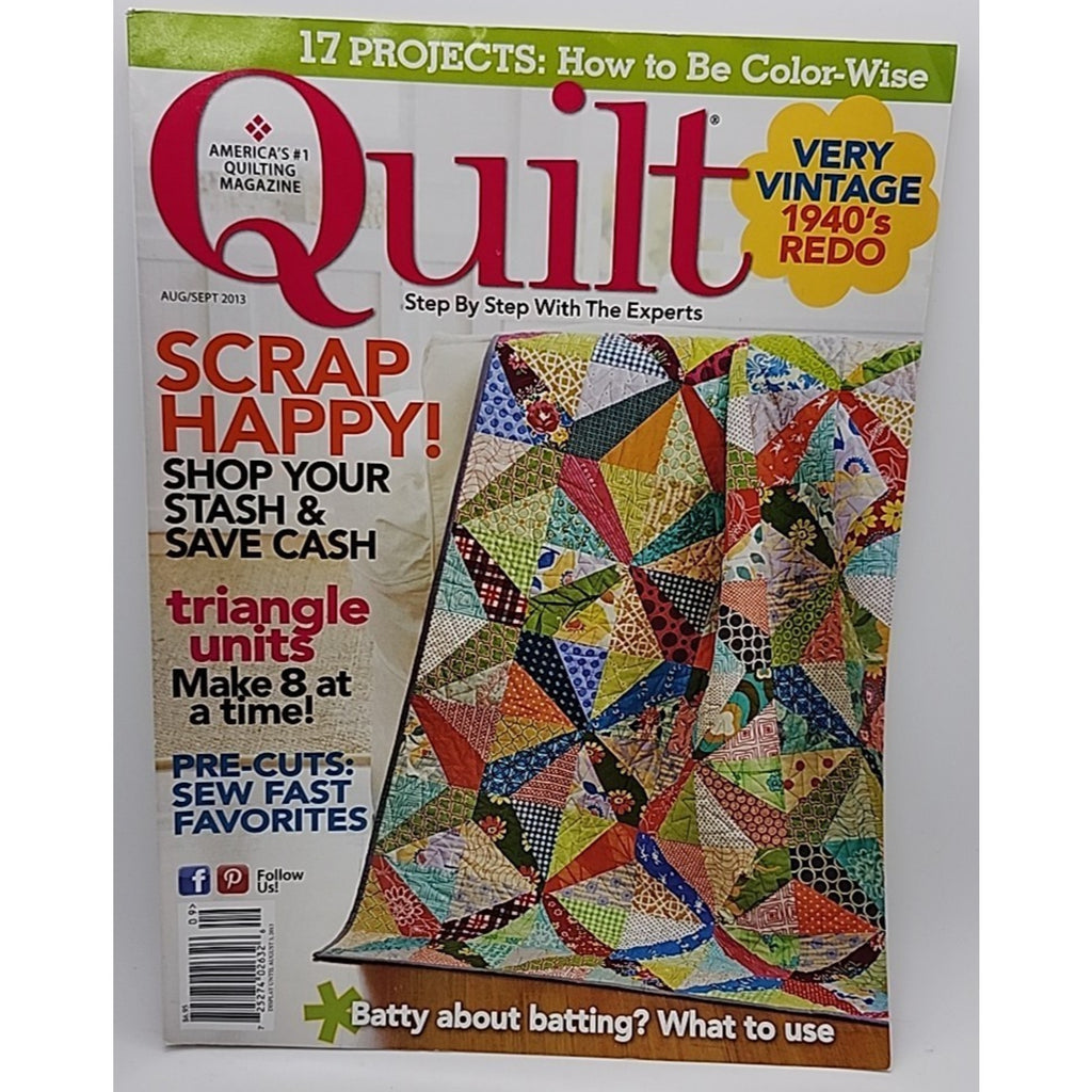 Quilt Magazine August/September 2013 Vintage 1940s redo 17 projects batting