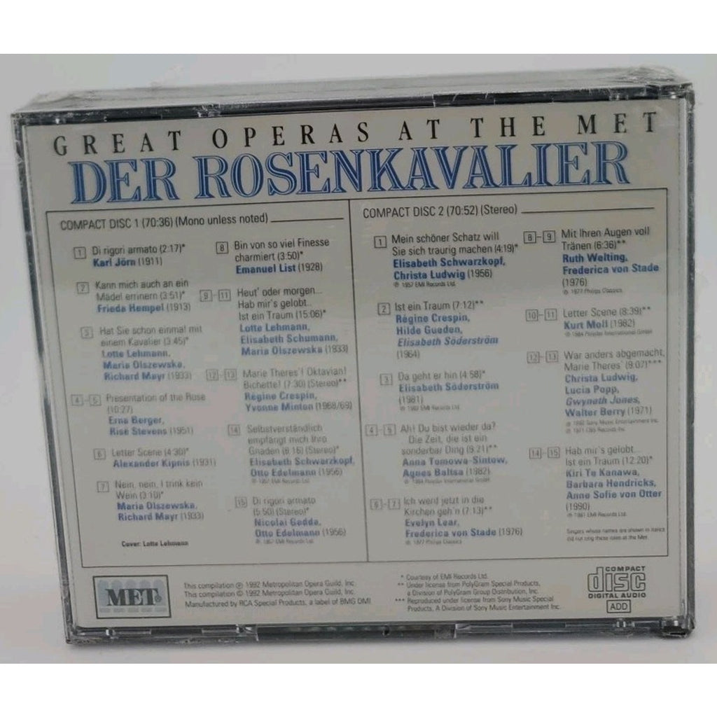 Great Operas At The Met Strauss: Der Rosenkavalier Cd *Brand New*