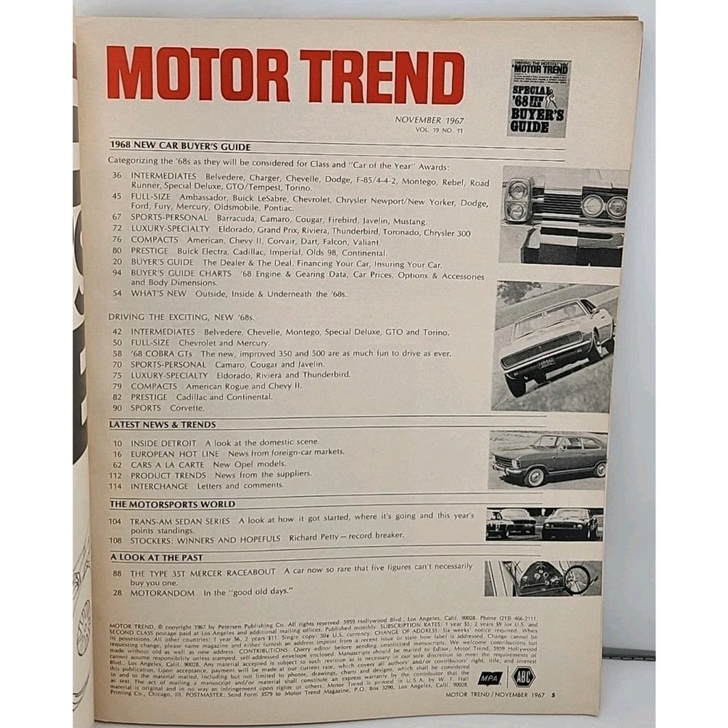 Motor Trend Magazine - November 1967 - Vol. 19 No. 11