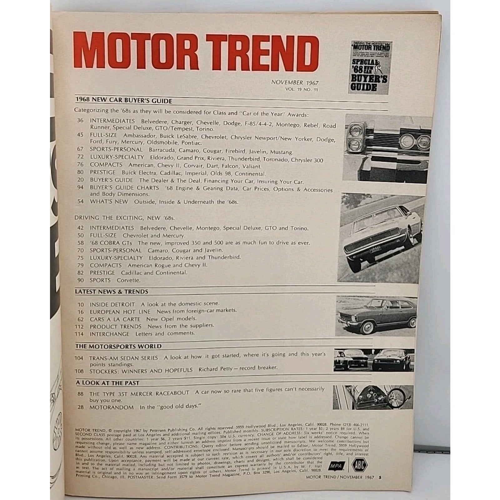 Motor Trend Magazine - November 1967 - Vol. 19 No. 11