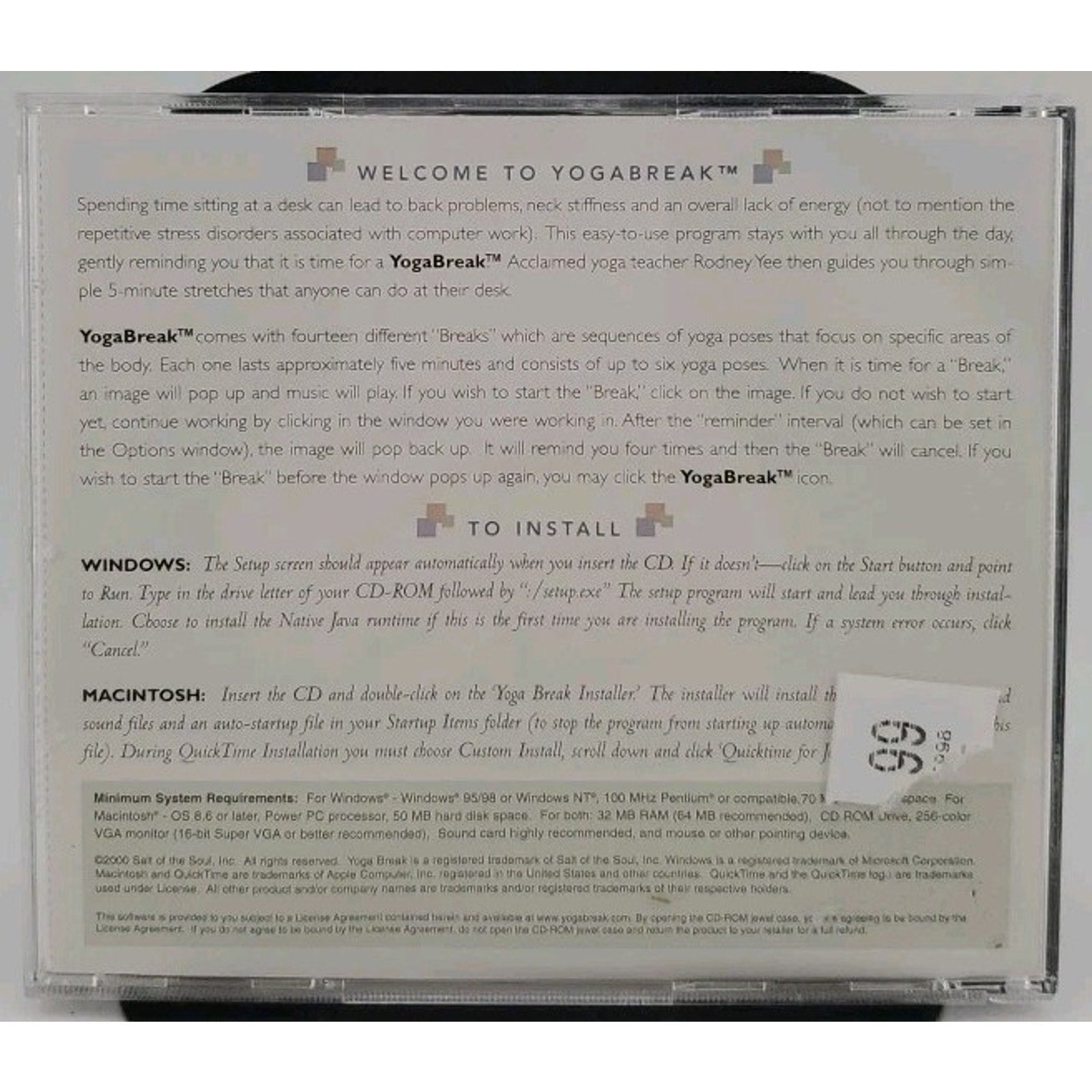 CD Yoga Break Interactive CD-Rom