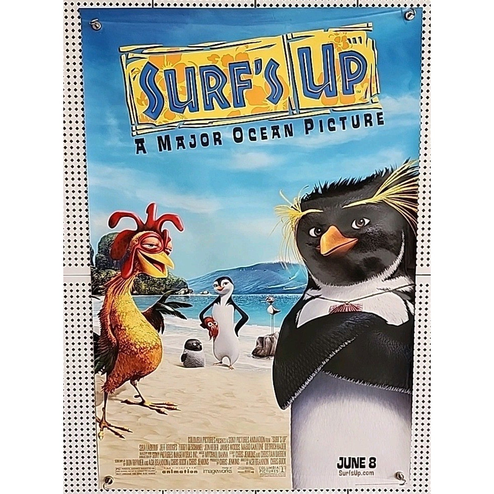 Surfs Up Movie Poster Jeff Bridges Zoey Deshanel Original One Sheet 27x40 2007
