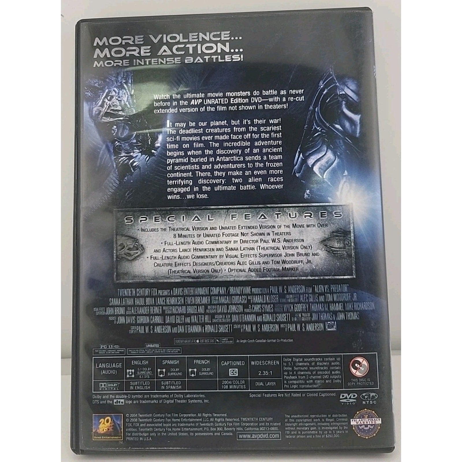 Alien vs. Predator (DVD, 2005, Disc One)