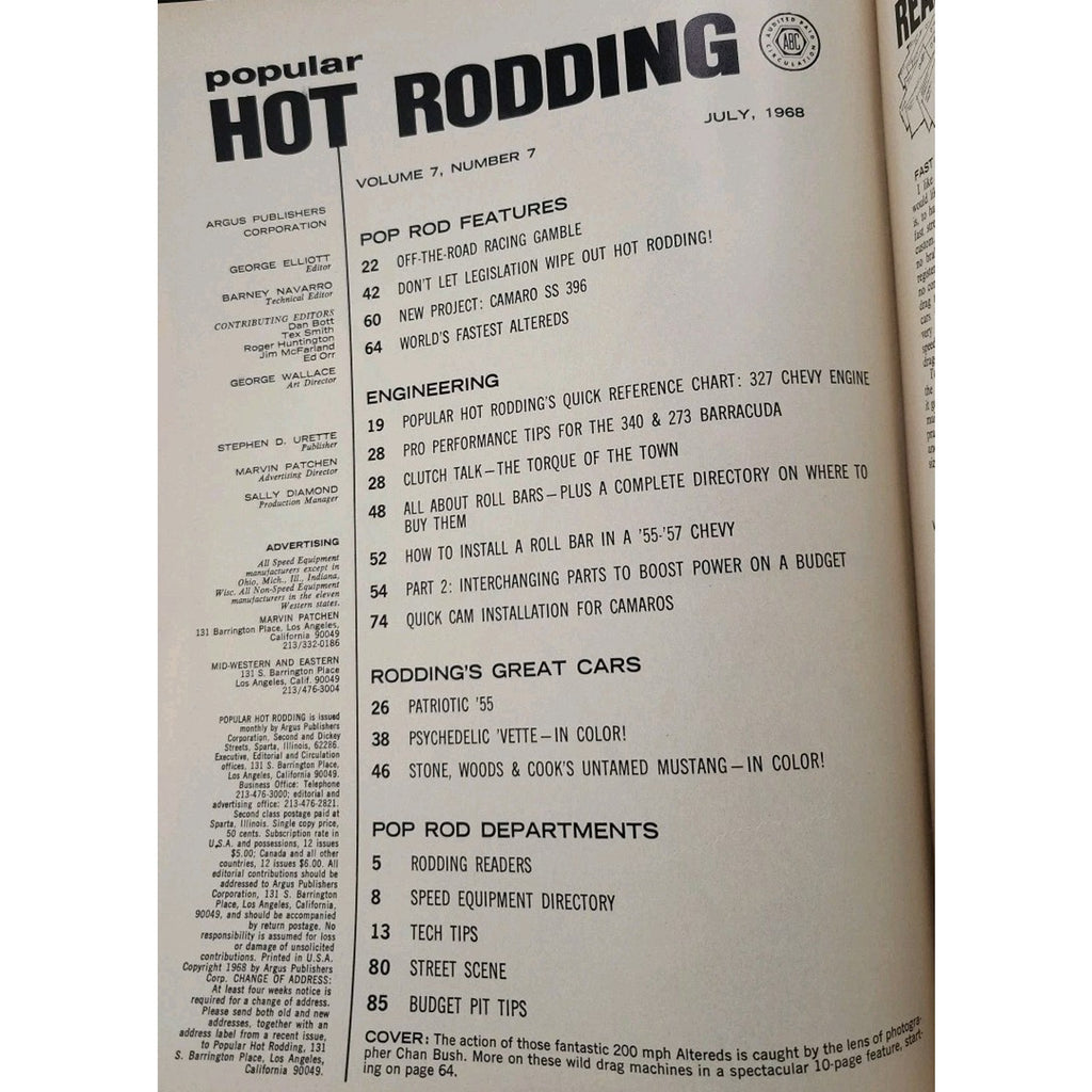 Popular Hot Rodding Magazine July 1968