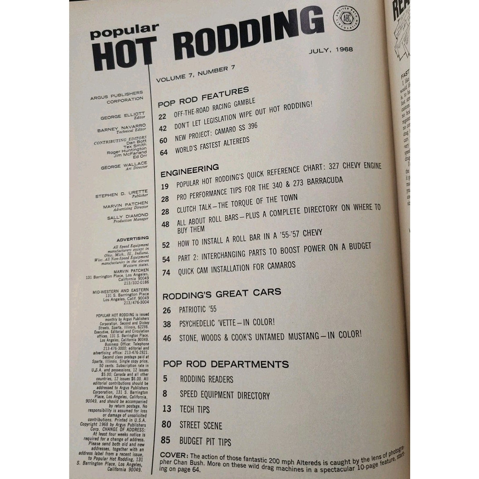 Popular Hot Rodding Magazine July 1968