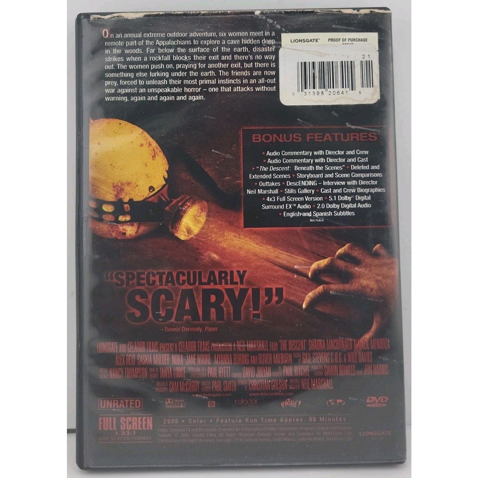 The Descent (Unrated) (DVD, 2005, Fullscreen)