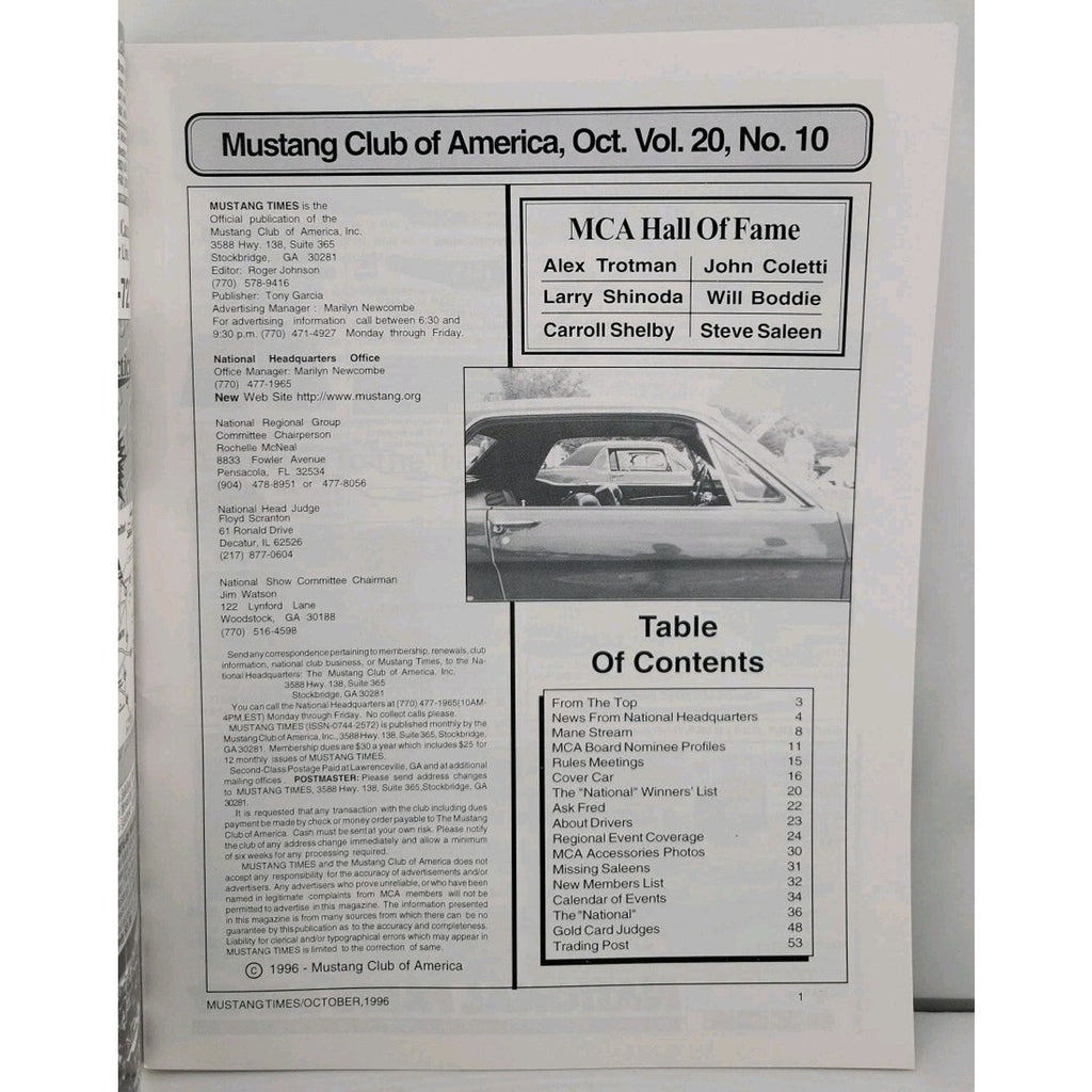 Mustang Times Magazine - October 1996 - Vol. 20 No. 10