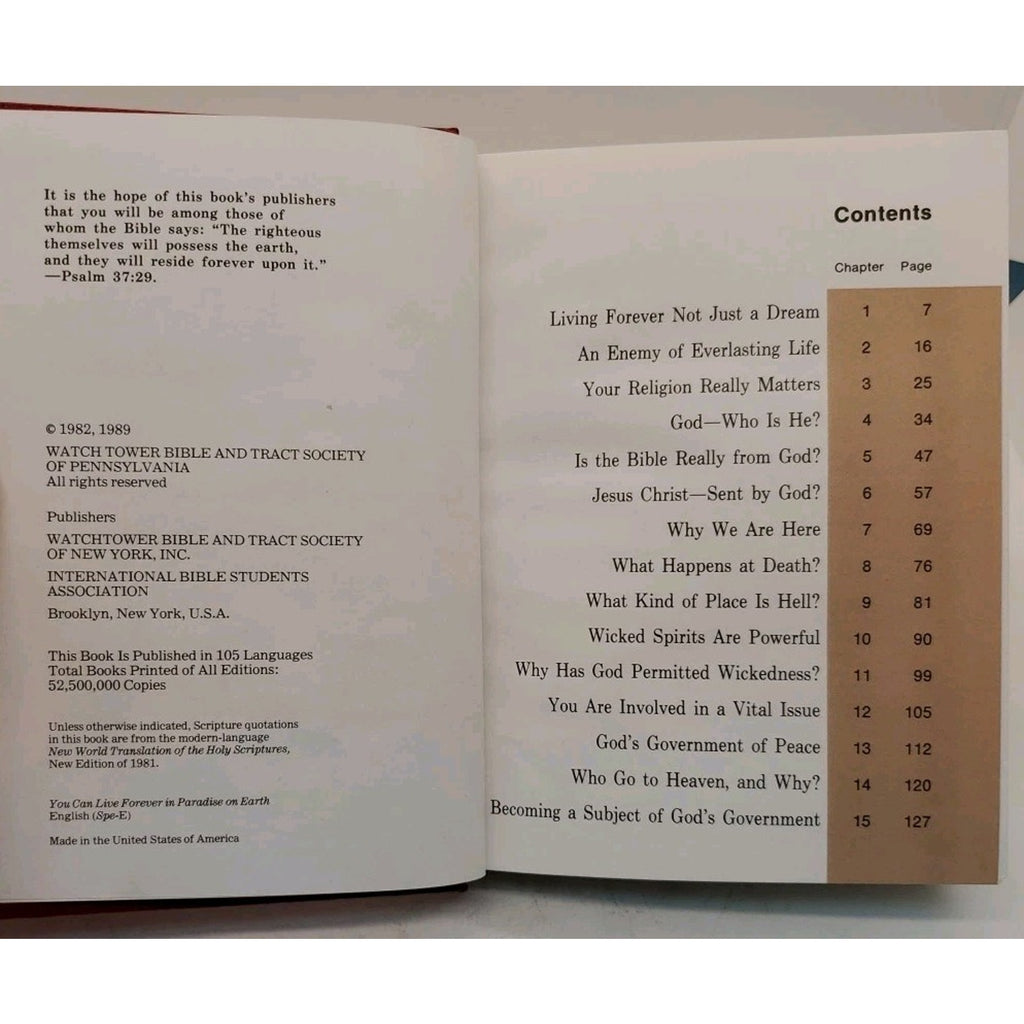You Can Live Forever in Paradise on Earth – Watchtower 1982 Hardcover