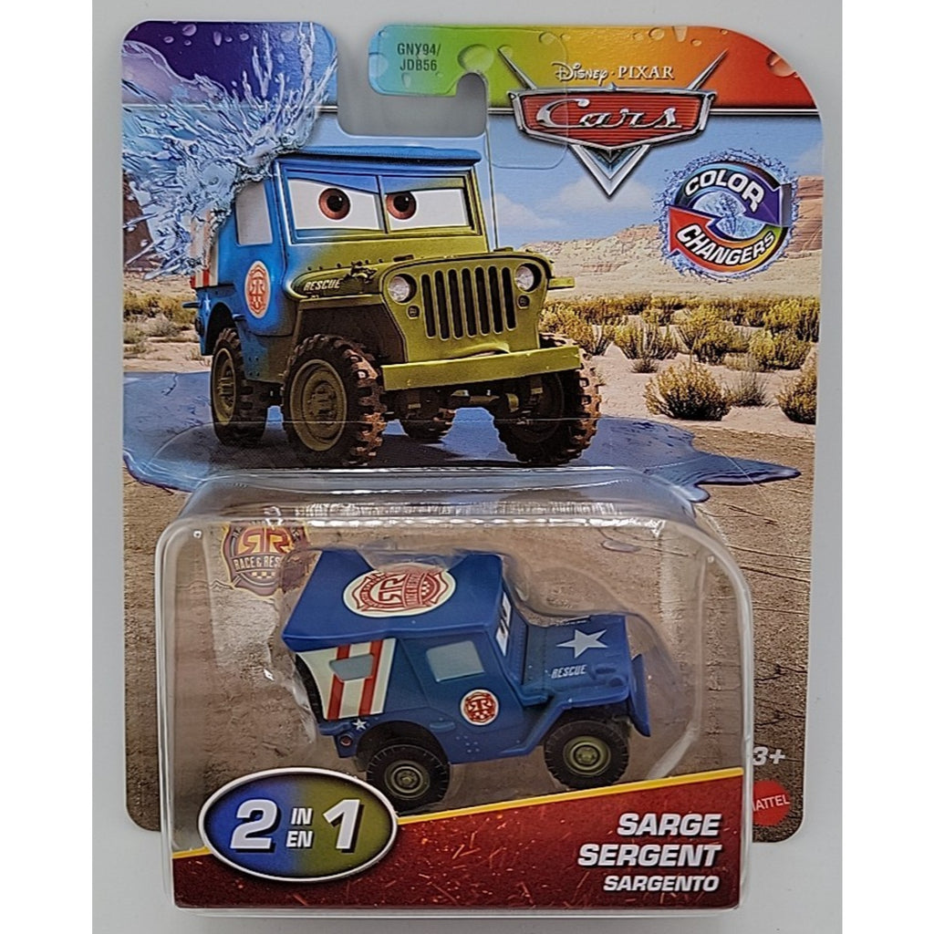 Disney Pixar Cars 2 In 1 Color Changers Jeep Sarge 1:55 Scale