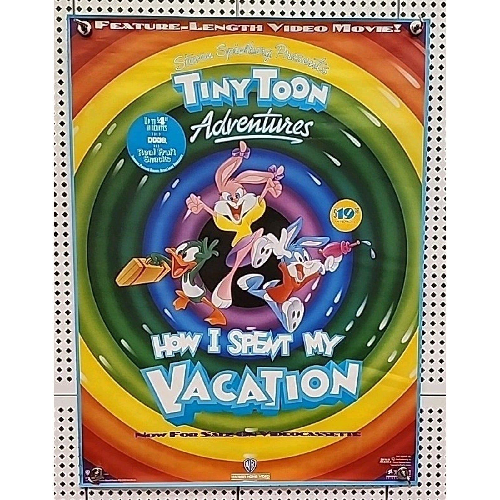 Tiny Toon Adventures How I Spent My Vacation VHS Promo Poster 24" x18"