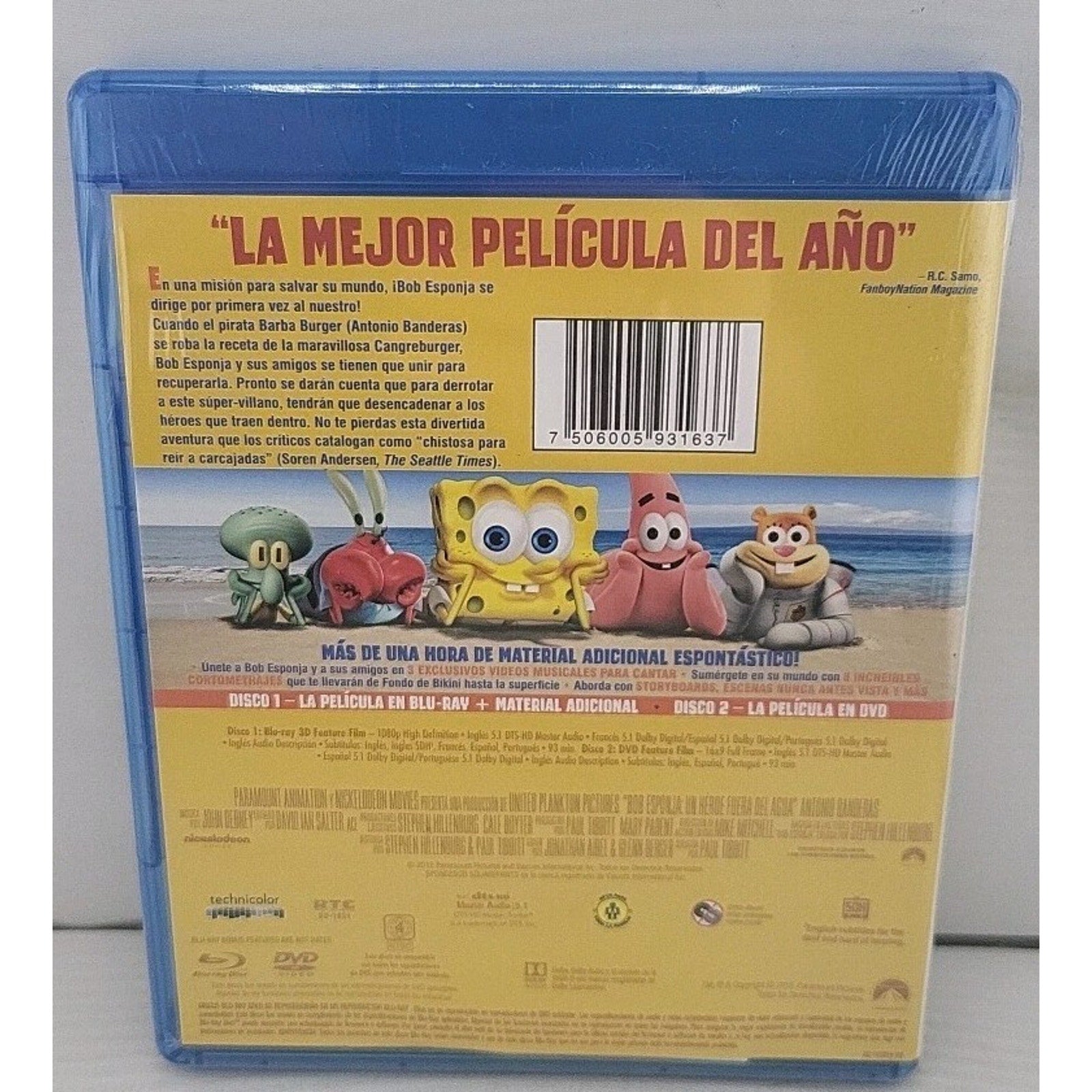 Bob Esponja Un Heroe Fuera Del Agua Blu-ray + DVD Movie New! Spanish