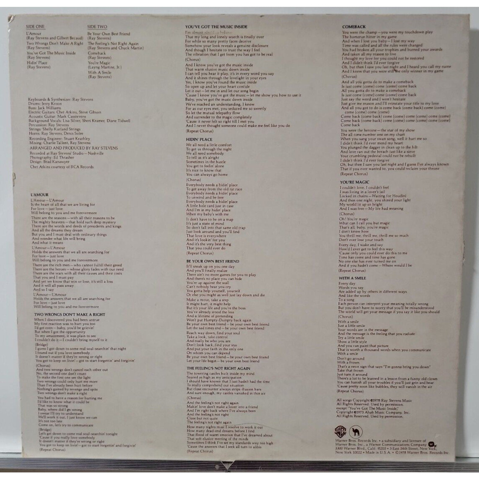Ray Stevens – Be Your Own Best Friend (Record)