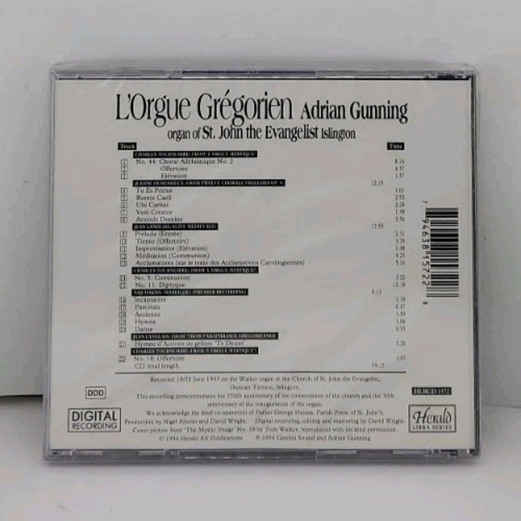 Langlais/Tournemire : L'orgue Gregorien by Adrian Gunning (CD, 1995) *Brand New*