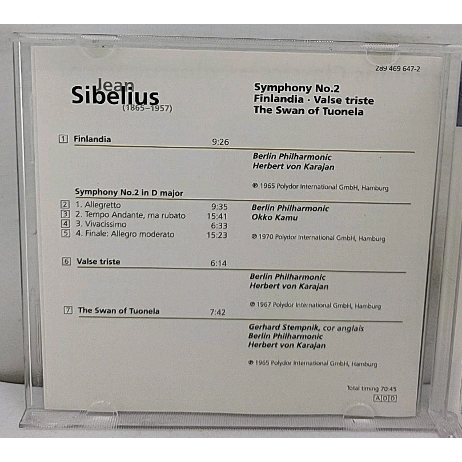 Symphony 2 / Finlandia-Eloquence by Berlin Philharmonic Orchestra (CD, 2001)