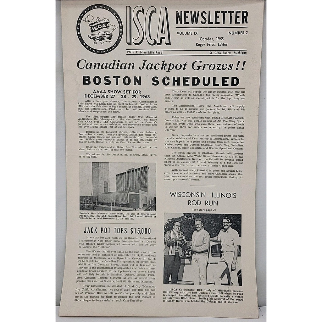 ISCA Newsletter October 1968 Volume IX Number 2