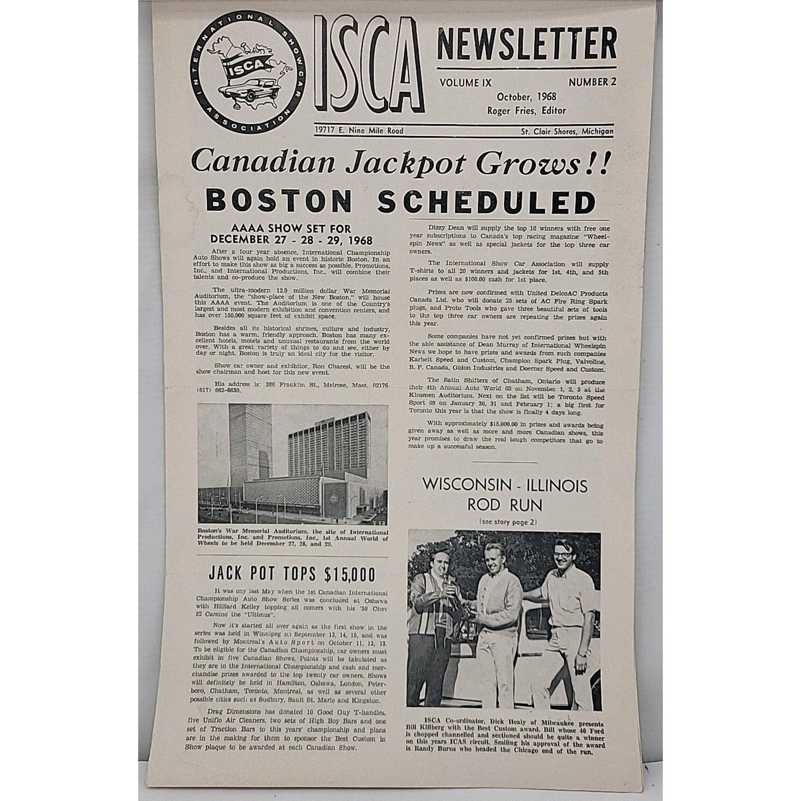 ISCA Newsletter October 1968 Volume IX Number 2