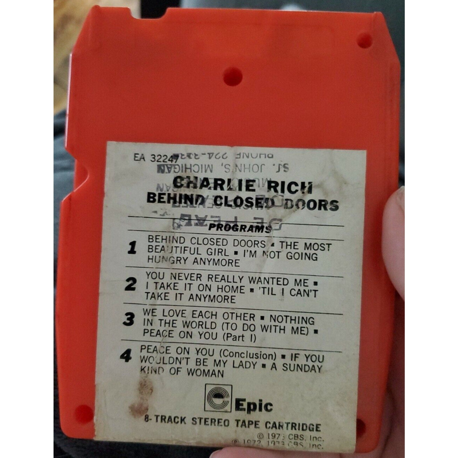 Charlie Rich “Behind Closed Doors” 8 Track Stereo Tape Cartridge