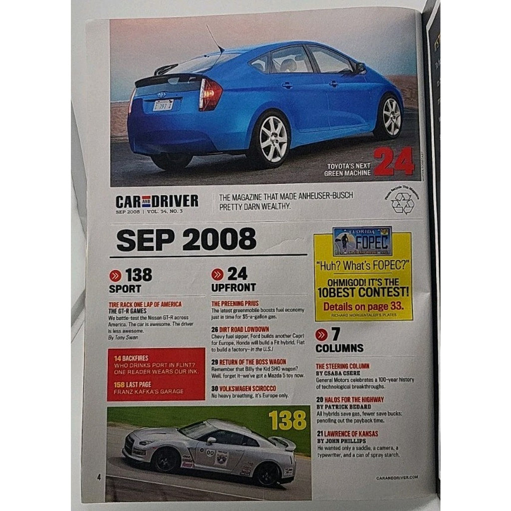 Car And Driver Magazine - September 2008 - Vol. 54 No. 3