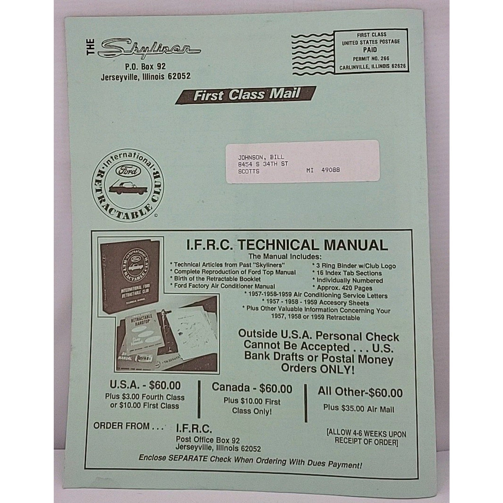 The Skyliner - International Retractable Club - April 1989 Number 104