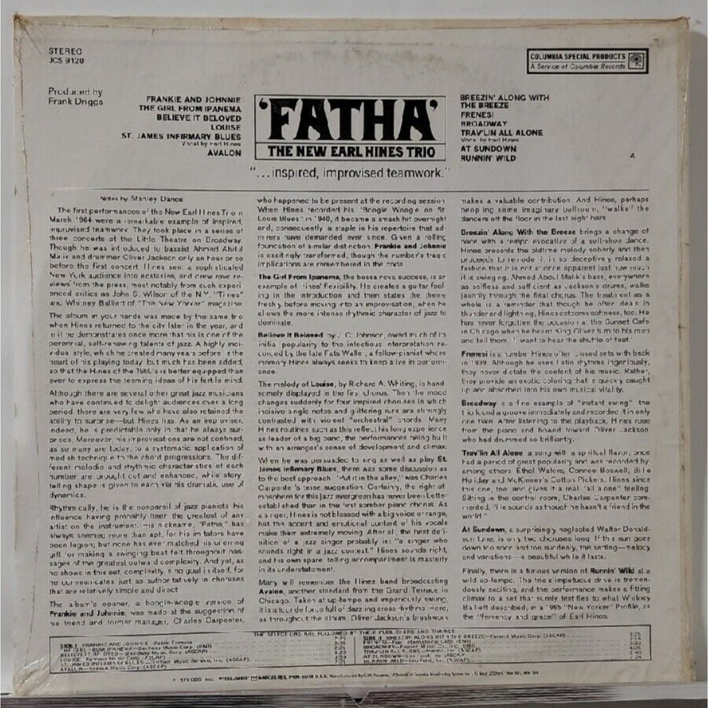 "Fatha" The New Earl Hines Trio (Record)