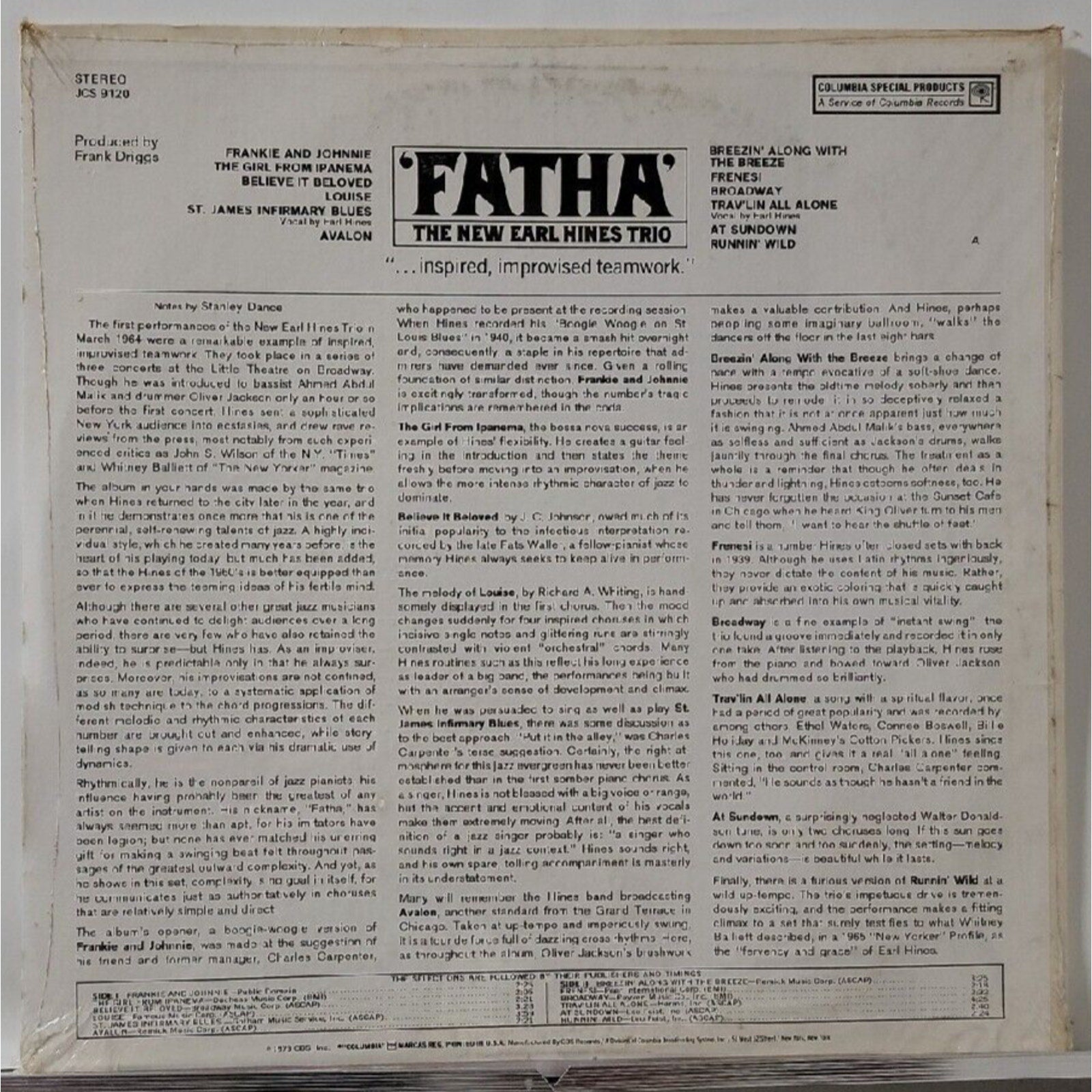 "Fatha" The New Earl Hines Trio (Record)