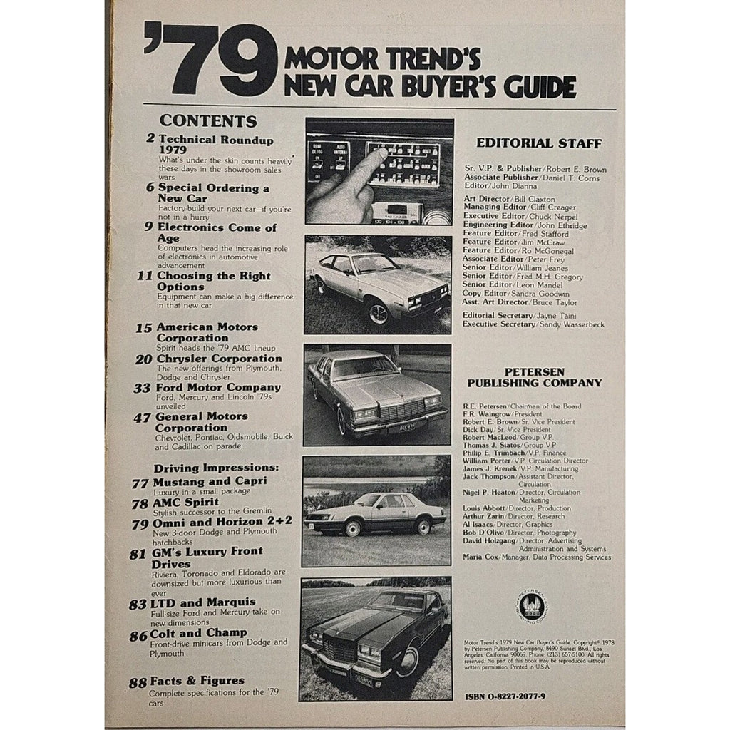 1979 Motor Trend's New Car Buyer's Guide Magazine