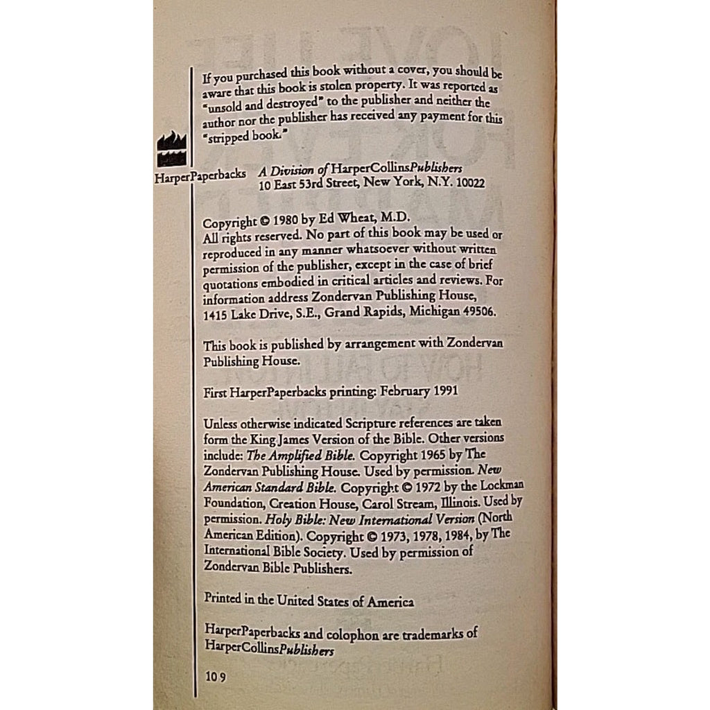 Love Life for Every Married Couple by Ed Wheat (1991, Mass Market)