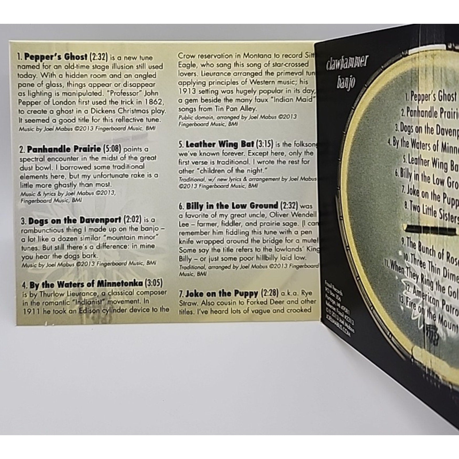 Pepper's Ghost & Other Banjo Visitations [Digipak] by Joel Mabus (CD, 2013)