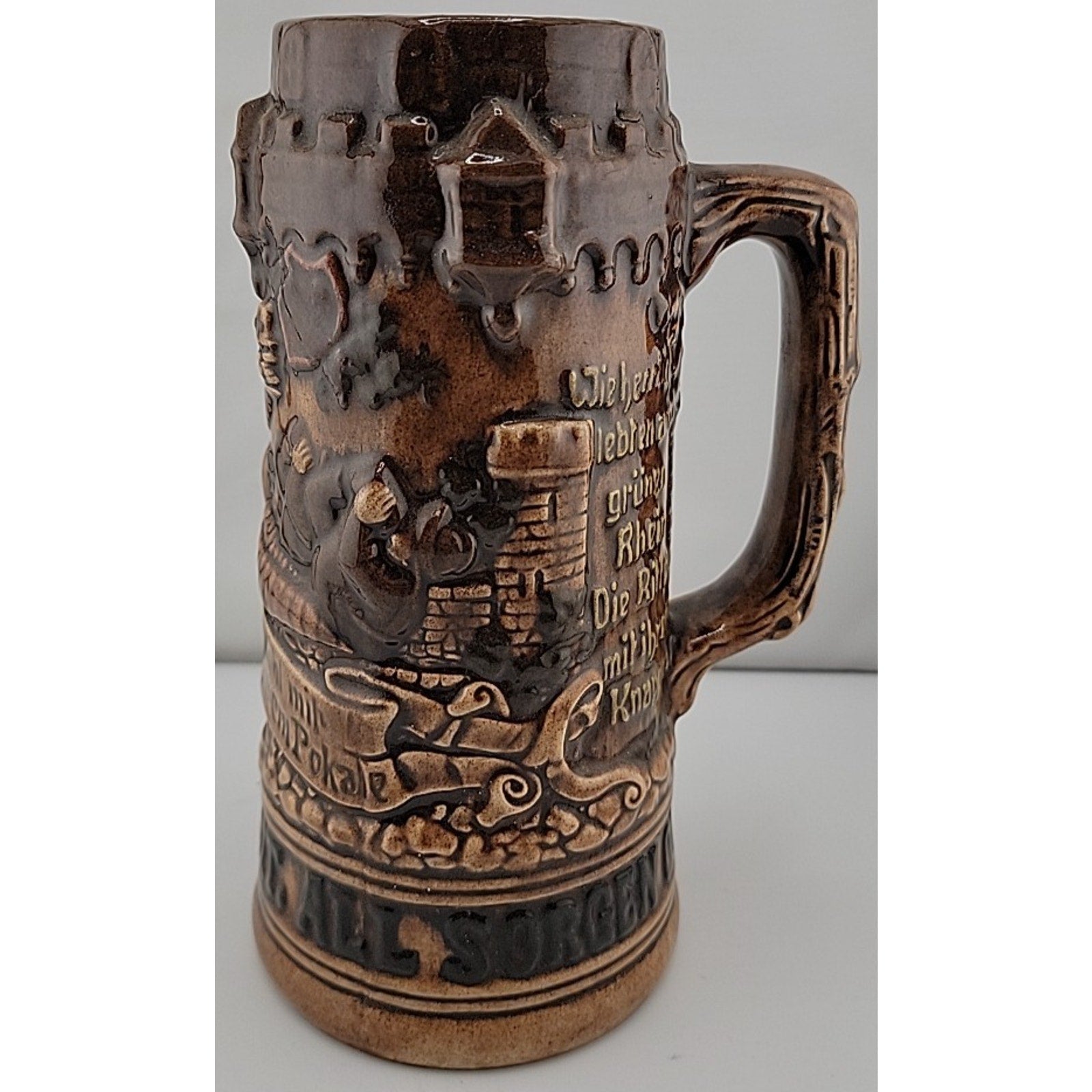 Vintage 1966 Holland Mold Beer Stein In Durst’ger Mit. All Sorgen Ouitt. 150