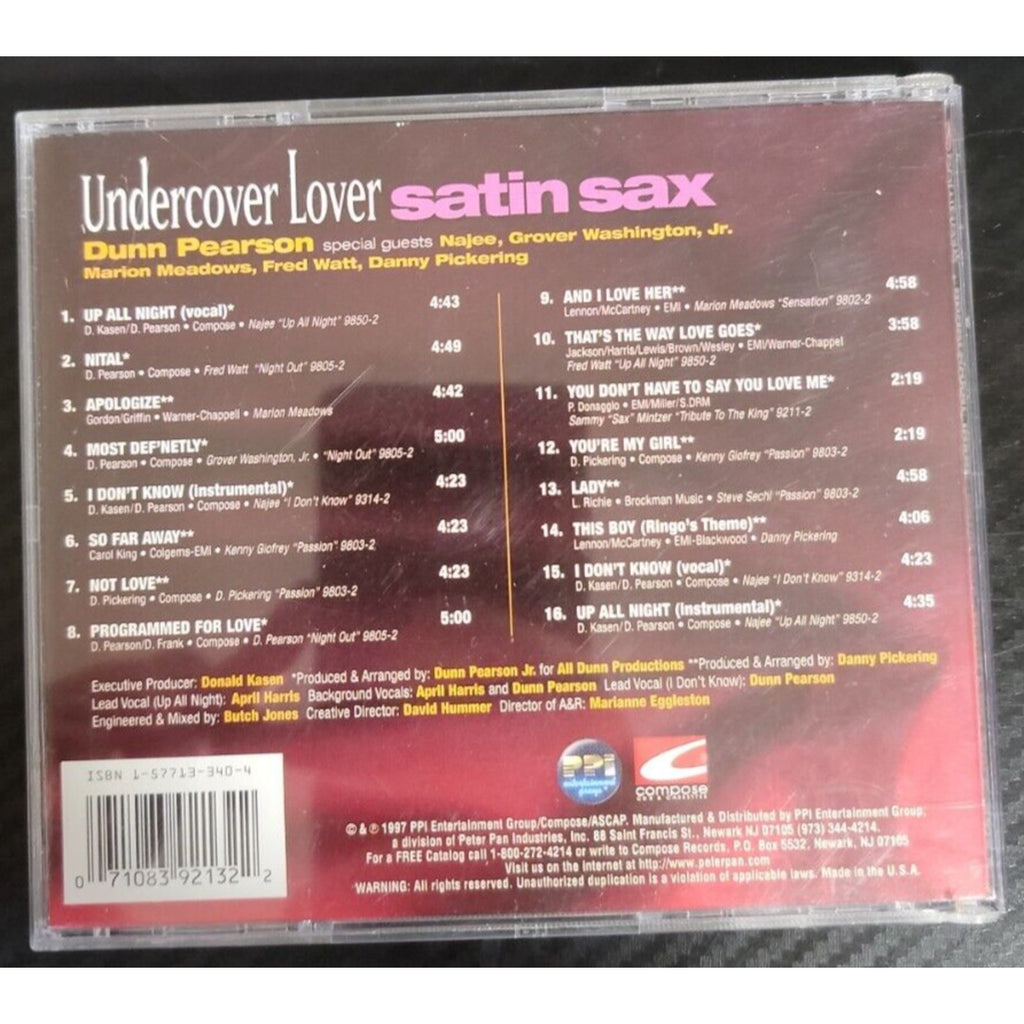 Satin Sax: Undercover Lover by Dunn Pearson, Jr. (CD, Apr-1998, Bounce Records)
