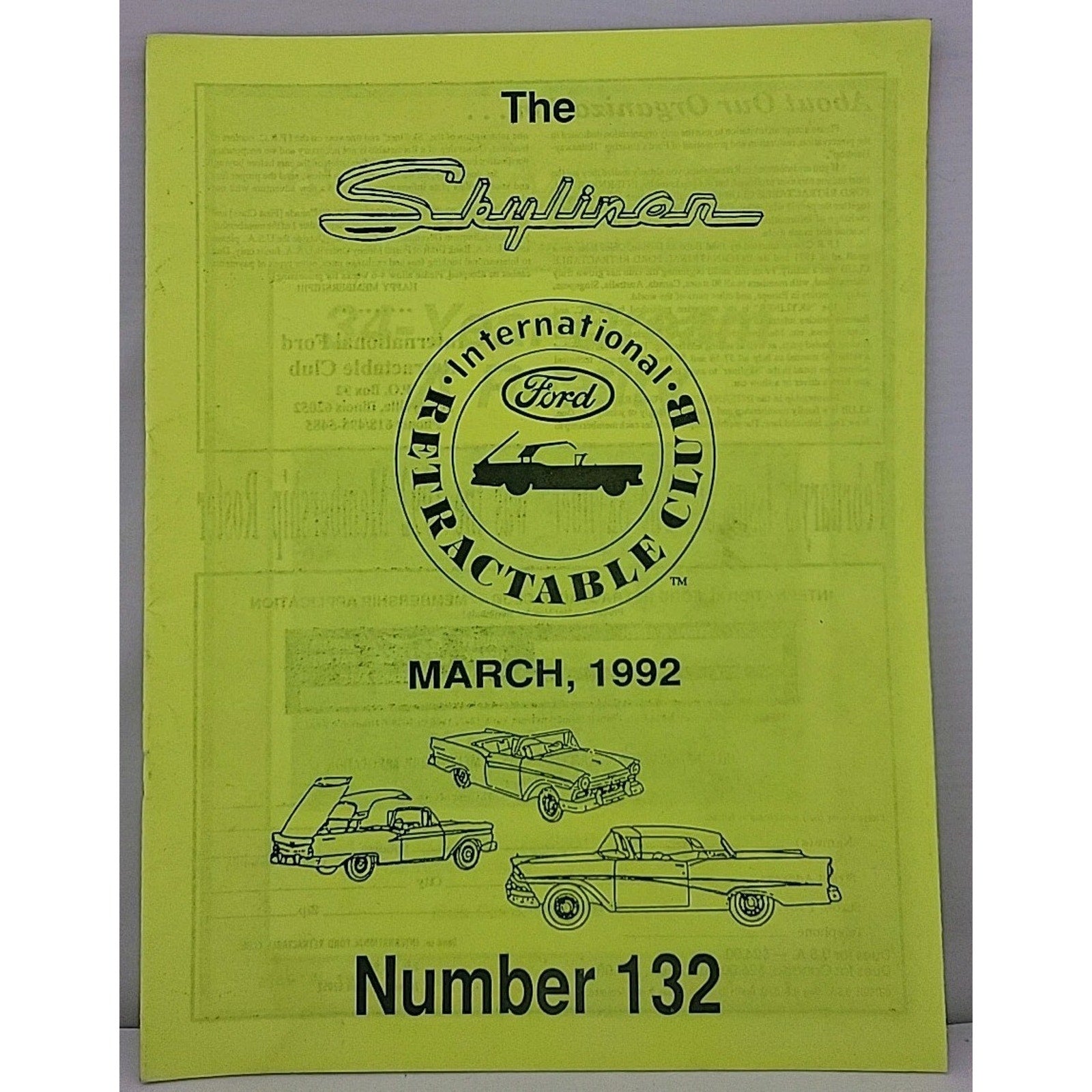 The Skyliner - International Retractable Club - March 1992 Number 132