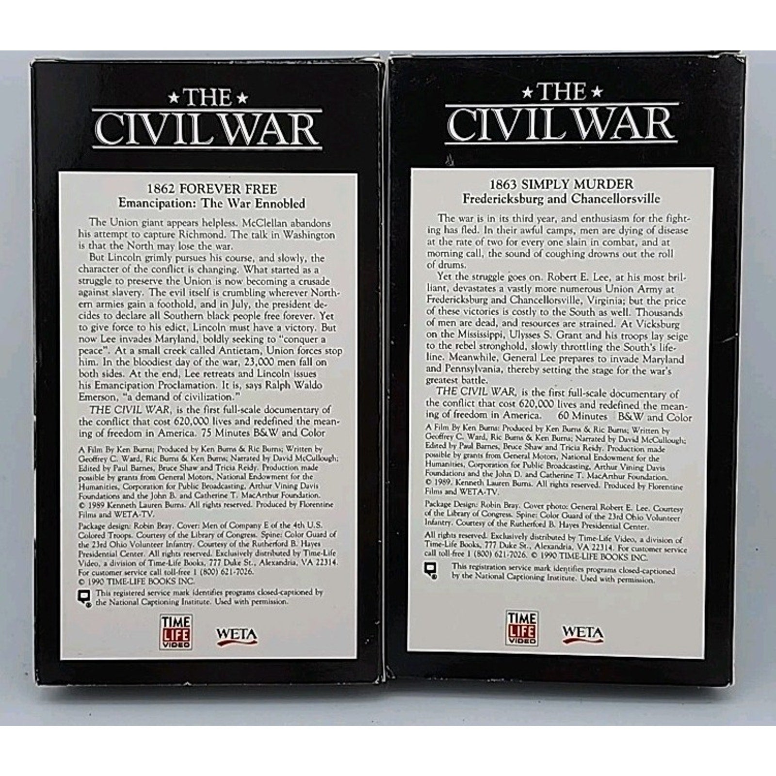 The Civil War Set Of 9 VHS Tapes 1861-1865 By Ken Burns Time Life Video