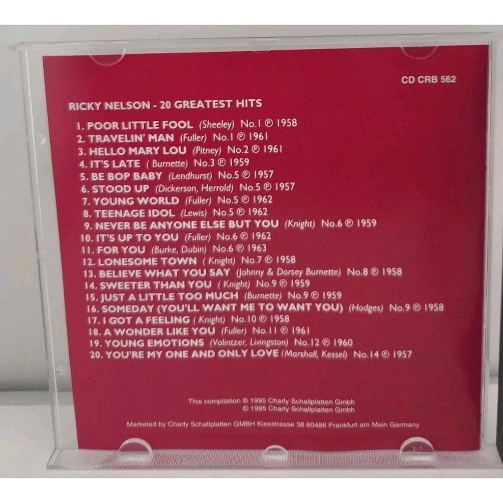 Ricky Nelson 20 Greatest Hits CD Album Classic Hits