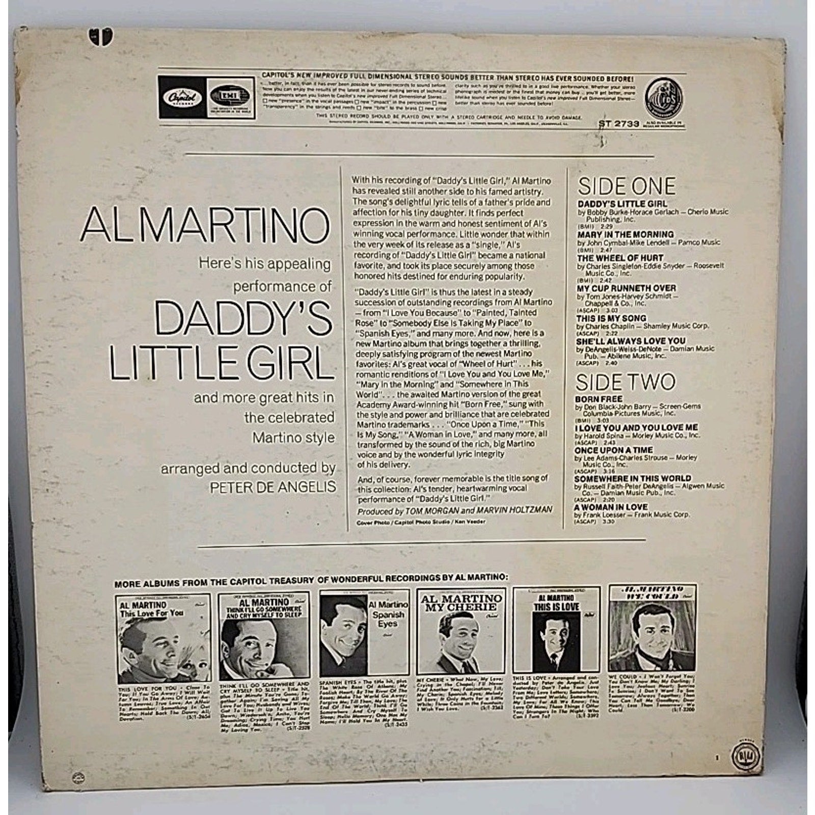 Al Martino Daddy’s Little Girl Capitol Records LP Vinyl Record