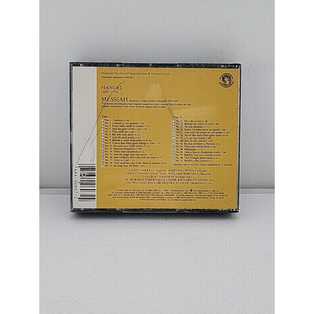 Messiah by Eugene Ormandy (CD, 1991)